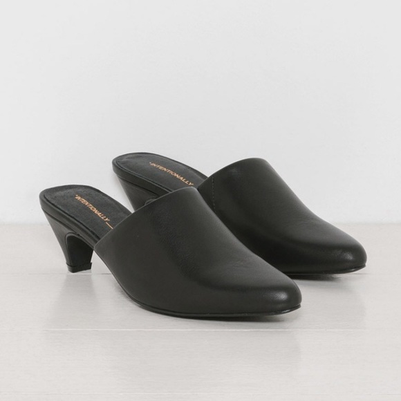 Intentionally Blank Shoes - Intentionally Blank Perf-Low Black Mules